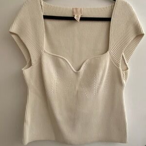 H&M Cream Ribbed Blouse